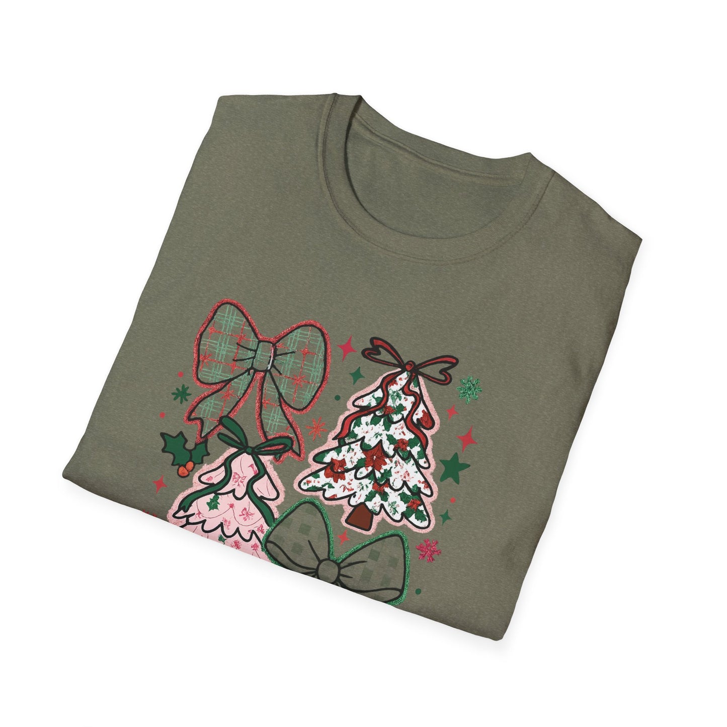 Christmas Tree Trio T-Shirt — Pink & Green Holiday Gift Tee