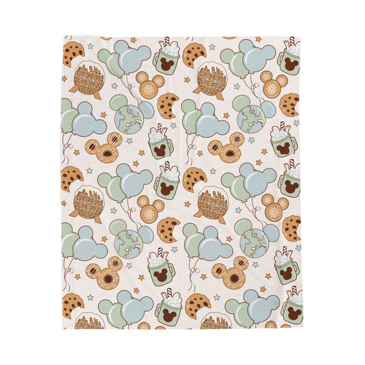 Plush Blanket — Sweet Treats Mickey Pattern Velveteen Throw