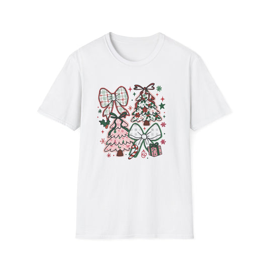 Christmas Tree Trio T-Shirt — Pink & Green Holiday Gift Tee