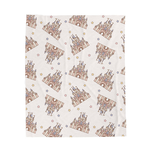 Fairy Tale Castle Velveteen Plush Blanket — Cozy Kids’ Castle Pattern Throw
