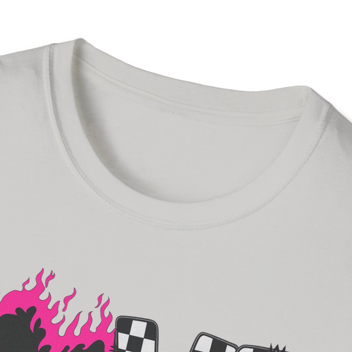 Love Checkerboard T-Shirt — Pink Flame Heart Graphic Tee