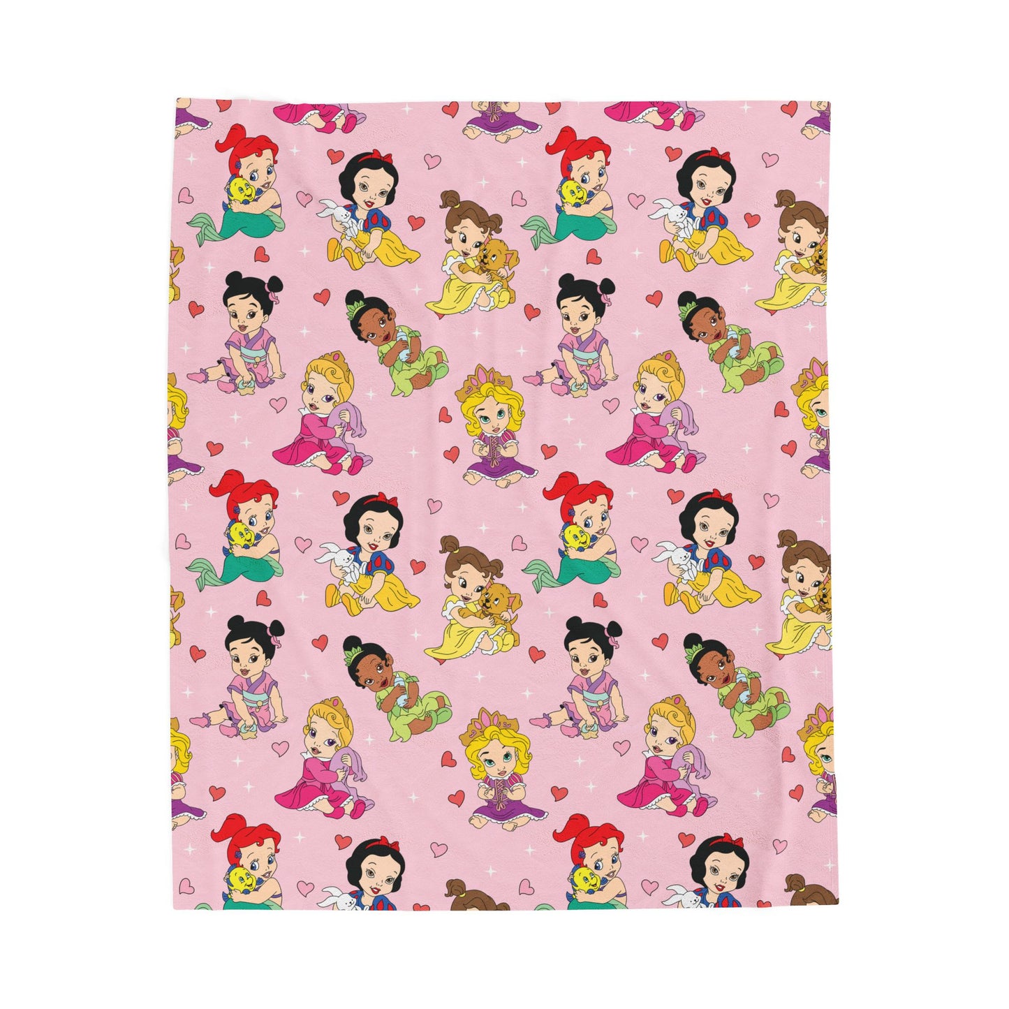 Plush Blanket — Cute Princess Cartoon Pattern on Pink