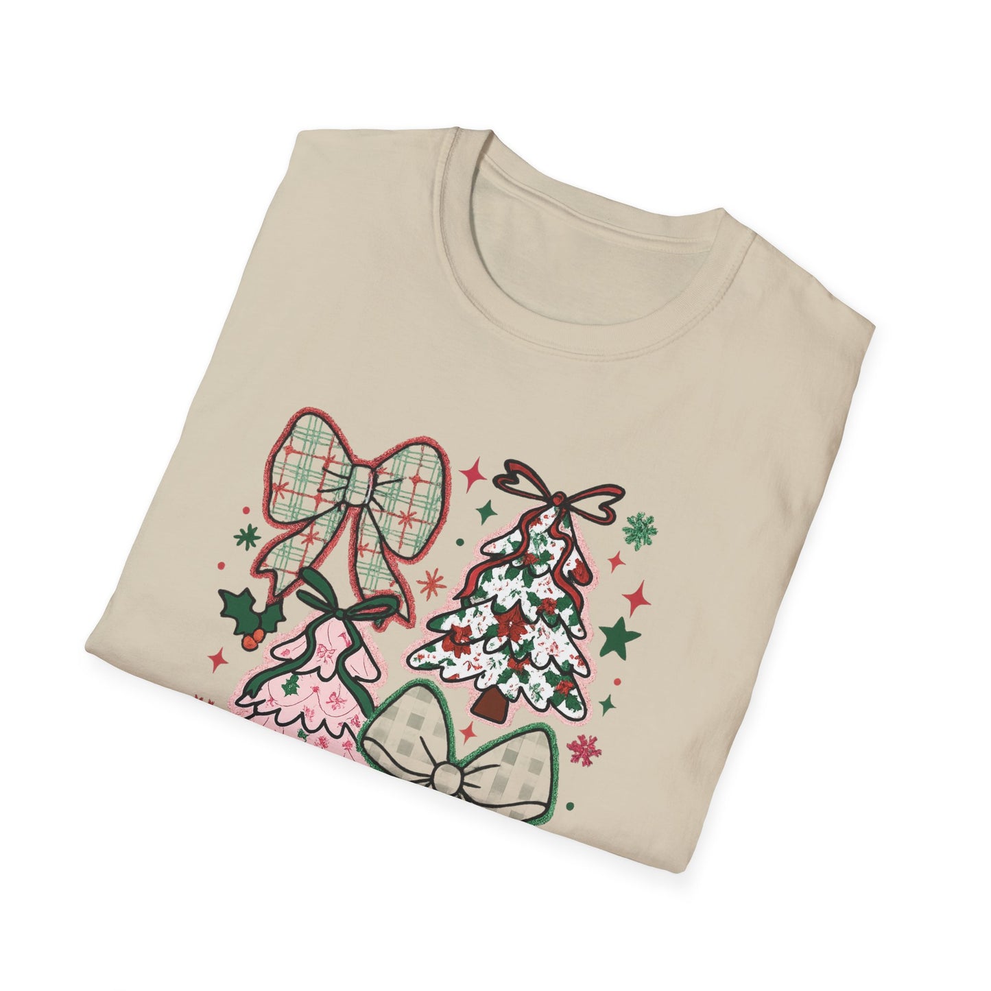 Christmas Tree Trio T-Shirt — Pink & Green Holiday Gift Tee
