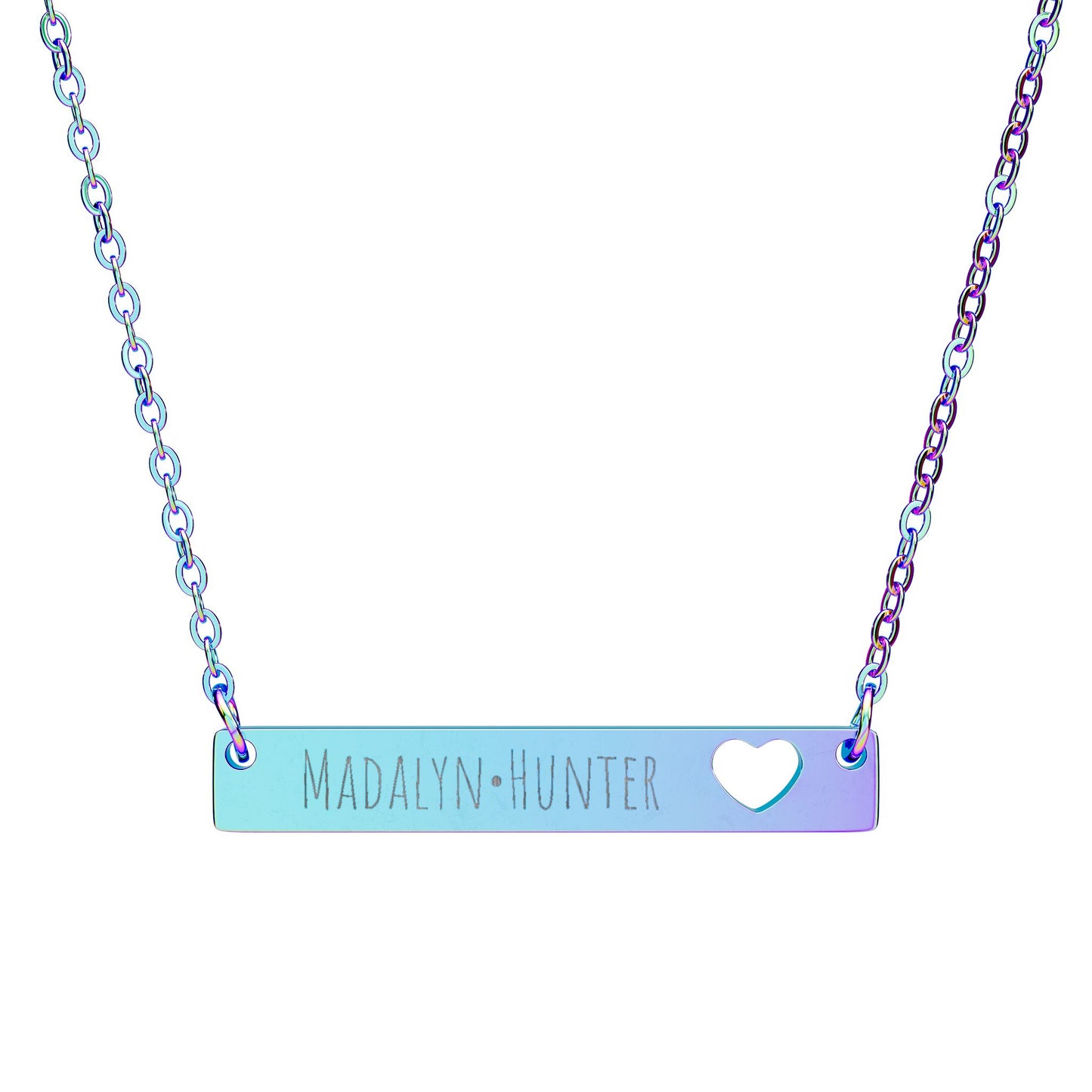 Engravable Cutout Heart Bar Necklace — Personalized Name or Message