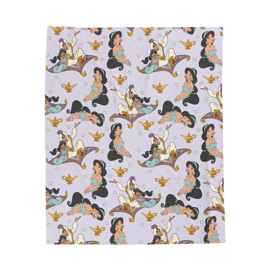Velveteen Plush Blanket — Romantic Princess Aladdin Pattern Cozy Throw