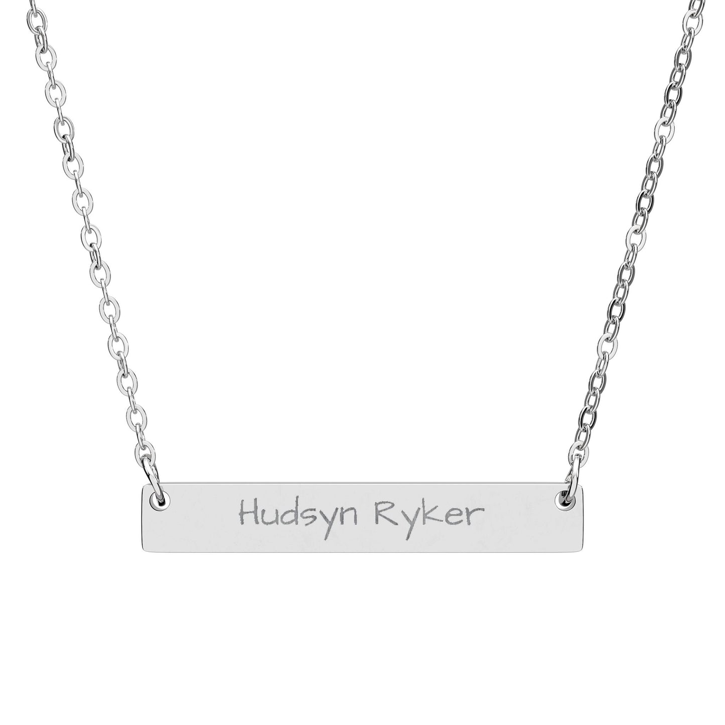 Engraved Horizontal Bar Necklace — Personalized Name Plate Pendant